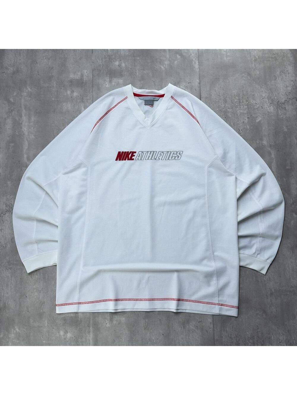 Y2K White Nike Athletics Grunge Skater Dri Fit Long Sleeve Shirt